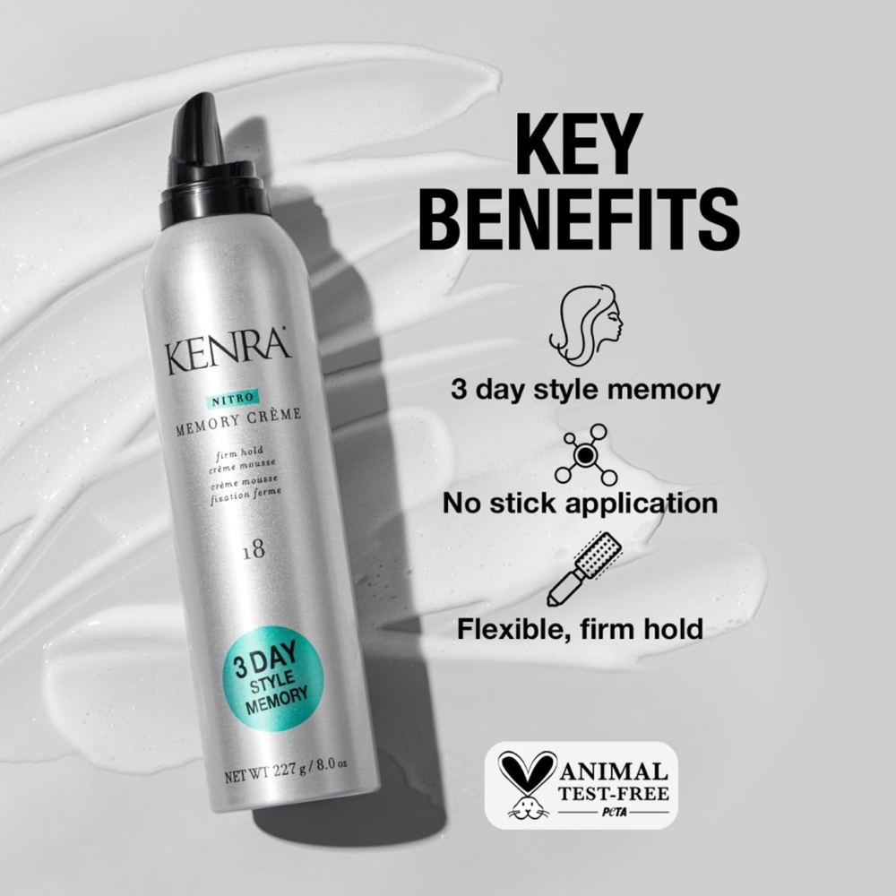 Kenra Nitro Memory Crème 18 | Firm Hold Crème Mousse | 3 Day Style Memory